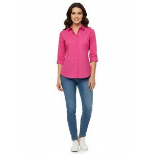 Worthington Pink Blouse M Long Sleeve Button Up